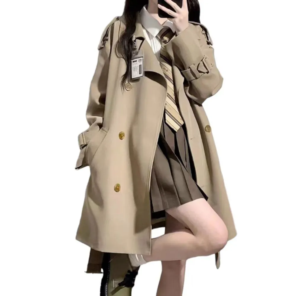 HANA DOGEハナ・ドーゲ 絕美英倫風不敗款修飾顯瘦百搭風衣中長版風衣外套(經典不敗款風衣)