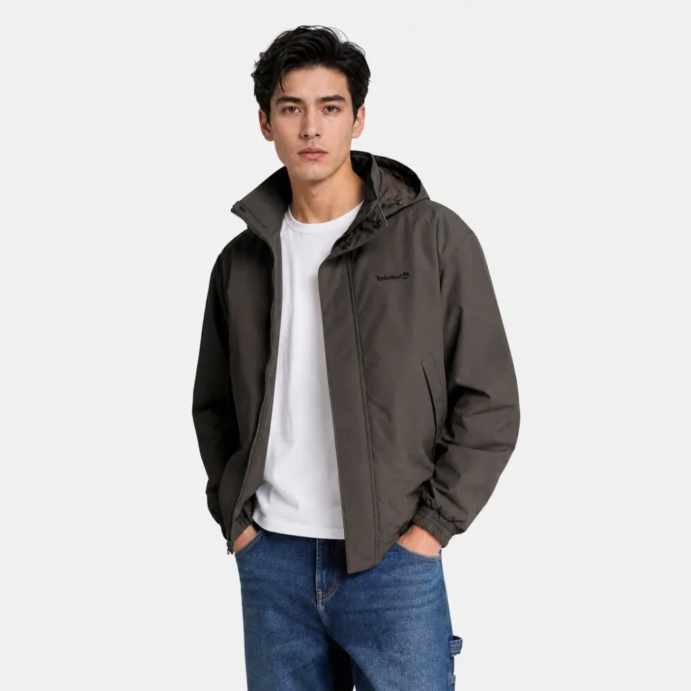【Timberland】男款灰黑色寬版防水保暖飛行外套(A5SGPCN1)