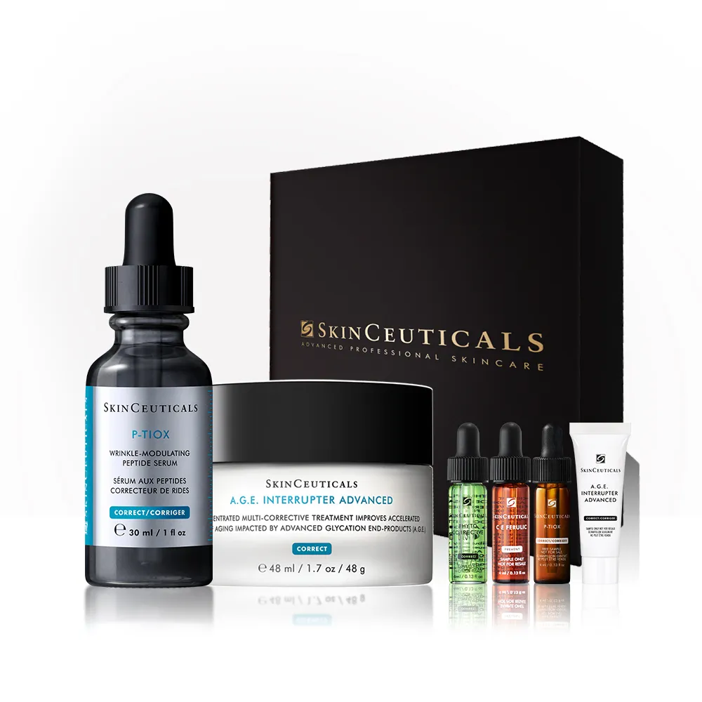 【Skin Ceuticals 修麗可】AGE普拉斯鏈活膚緊緻霜 48ml+P-TIOX 超胜肽抗皺極光精華 30ml 禮盒組