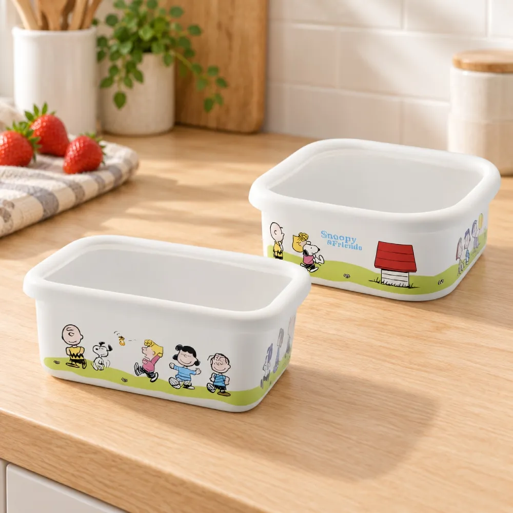 【YUTAKA-HORO 日本豐琺瑯】SNOOPY PLUNE 附蓋琺瑯保鮮盒940ml&950ml 2款任選(大容量/可堆疊/密封防塵)