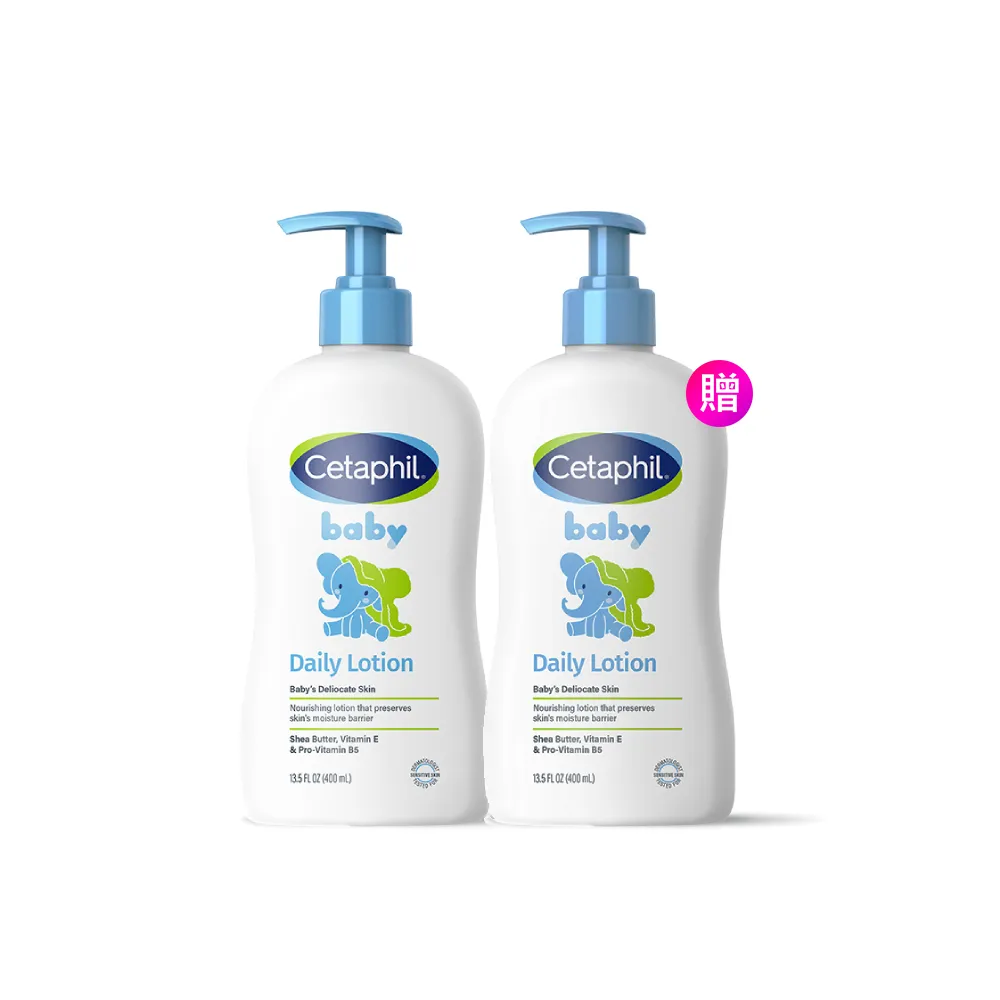 【Cetaphil 舒特膚】官方直營 baby溫和潤膚乳 400ml*2入(嬰兒乳液/臉部身體適用)