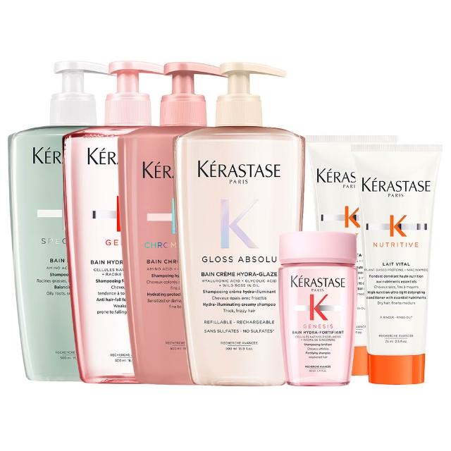 【KERASTASE 巴黎卡詩】500ml大容量髮浴/洗髮精(多款任選/控油/護色/去屑/豐盈/養髮)