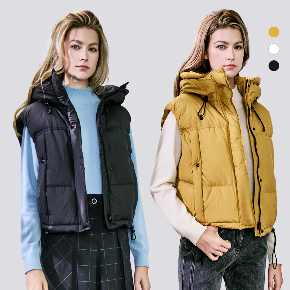 【en-suey 銀穗】網路限定 多功能調節繩連帽羽絨背心-女