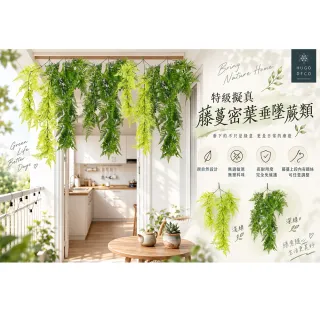 【HUGO DECO 榆果傢飾】特級擬真藤蔓植物 密葉垂墜蕨類 爬藤 單把 系列共兩色