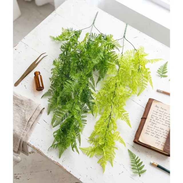 【HUGO DECO 榆果傢飾】特級擬真藤蔓植物 密葉垂墜蕨類 爬藤 單把 系列共兩色