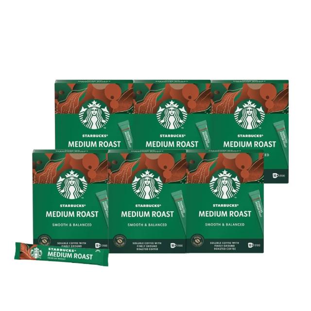 【STARBUCKS 星巴克】中度/深度烘焙即溶黑咖啡 10入X 6盒組