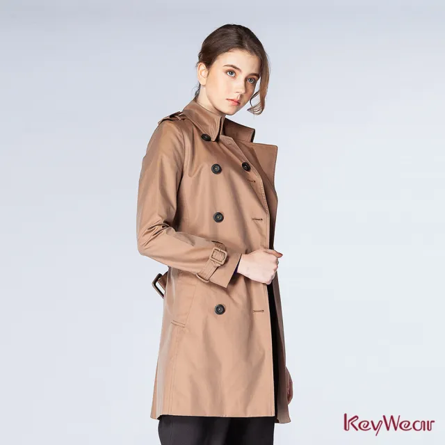 【KeyWear 奇威名品】100%棉經典中長版風衣