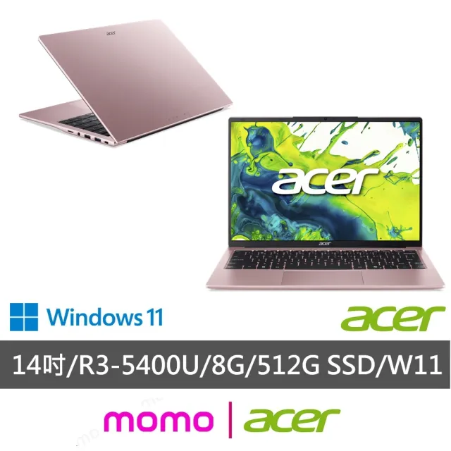【Acer 宏碁】微軟M365組★14吋R3文書筆電-粉(Aspire Lite/AL14-45P-R7UC/R3-5400U/8G/512G/W11)