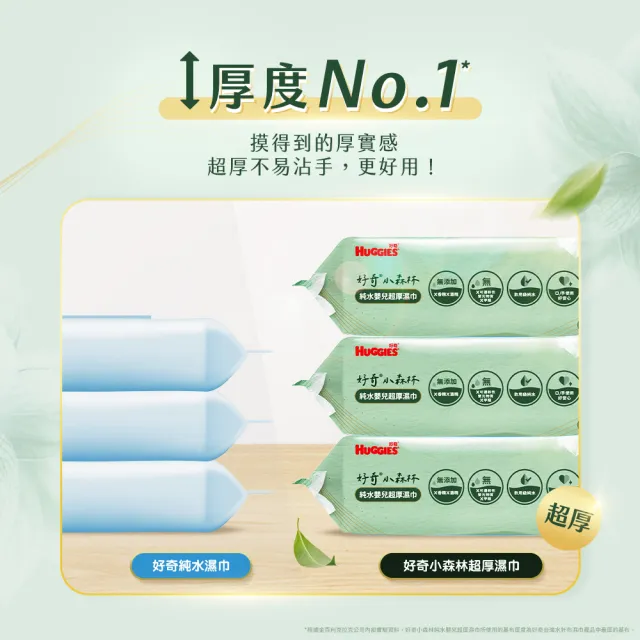【HUGGIES 好奇】小森林純水嬰兒超厚濕巾80抽x12包x2箱(含蓋濕紙巾)