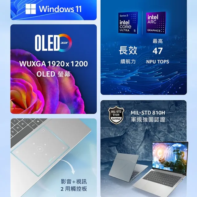 【Acer】Office2024★14吋 OLED輕薄 AI筆電-銀(Swift Go/SFG14-I71-51B4/Ultra 5-338H/32G/512G/W11)