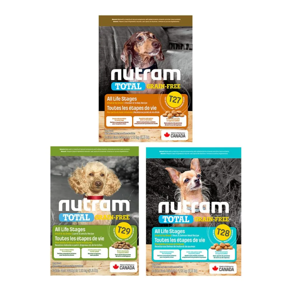 【Nutram 紐頓】T27/T28/T29無穀全能系列狗飼料1.13kg/2.5lb(火雞/鮭魚/羊肉/小顆粒、狗糧)
