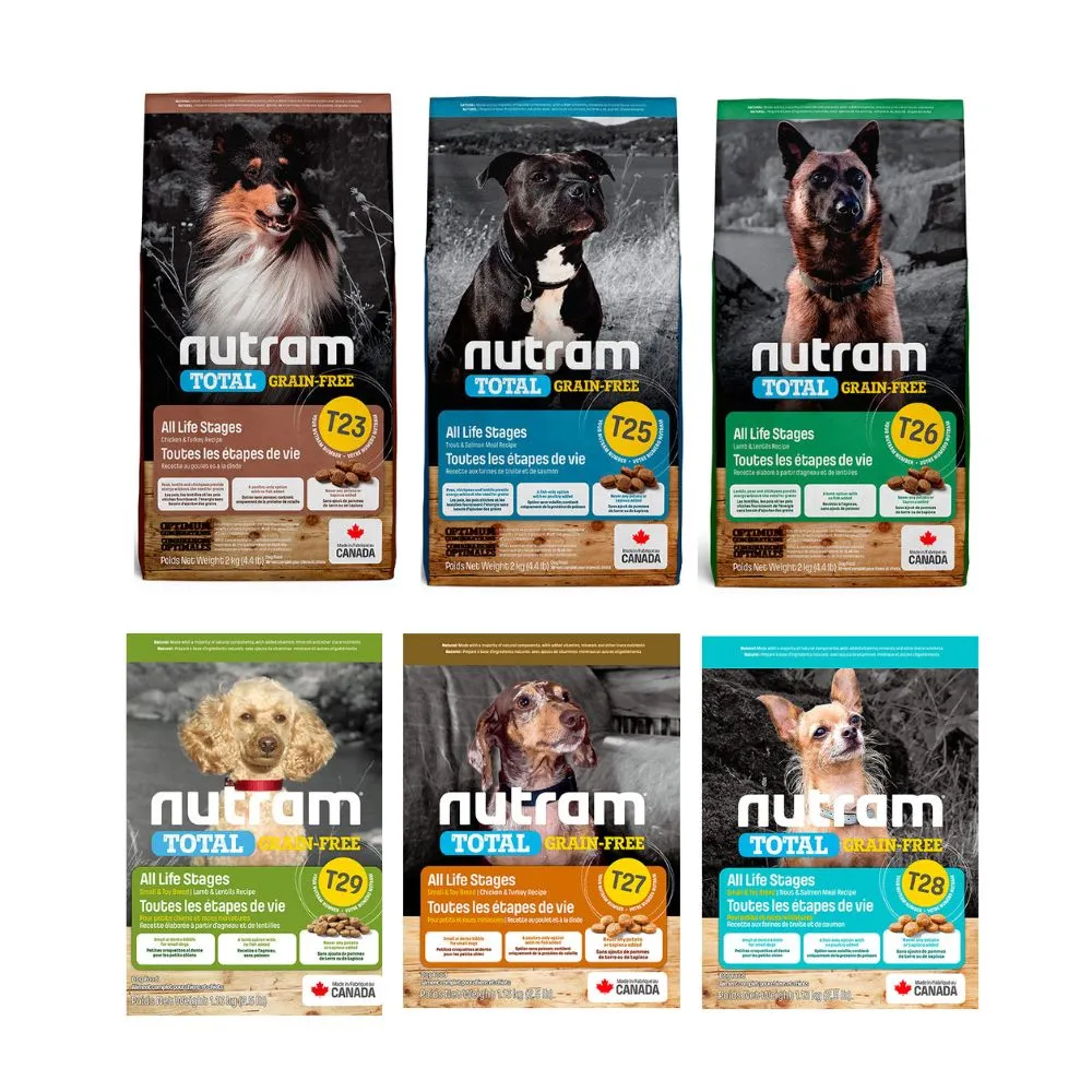 【Nutram 紐頓】T23/T25/T26/T27/T28/T29無穀全能系列狗飼料 2kg/4.4lb(火雞/鮭魚/羊肉/小顆粒、狗糧)