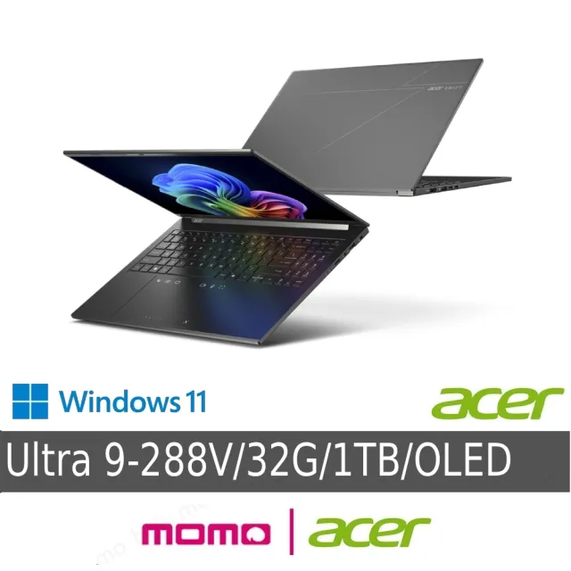 【Acer】Office2024★16吋Ultra 9輕薄OLED AI筆電-黑(Swift Go/SFG16-74-91FX/Ultra 9-288V/32G/1TB/W11)