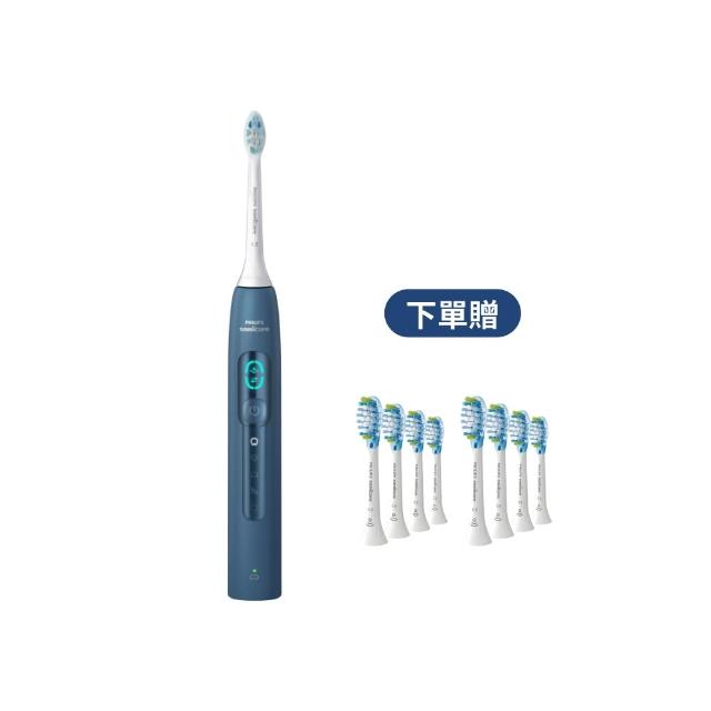 【Philips 飛利浦】momo獨家 HX5682/01 語音導航音波電動牙刷-暮光藍(官方直營/momo集資)
