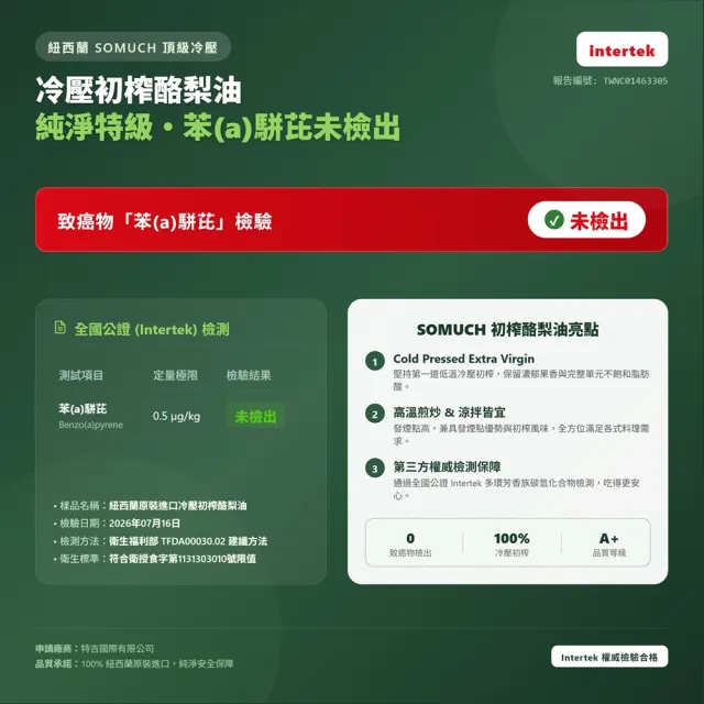 【壽滿趣】Somuch紐西蘭頂級冷壓初榨酪梨油250mlx6(可生飲/低溫冷壓)