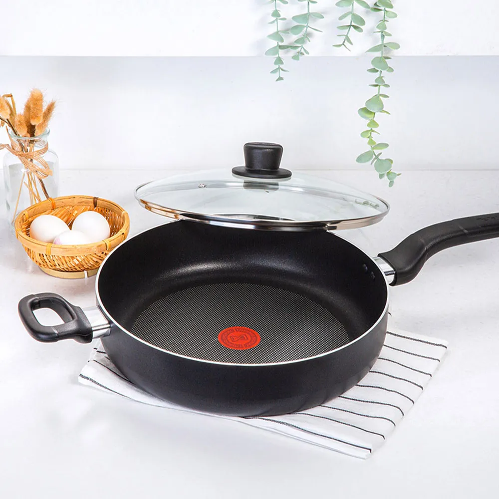 【Tefal 特福】momo獨家 瑪黑系列30CM不沾鍋深煎鍋(加蓋)