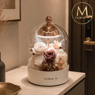 【Floral M】卡布奇諾永生花盅夜燈(乾燥花/永生花/情人節花禮/生日禮物/開幕花禮/居家擺飾)