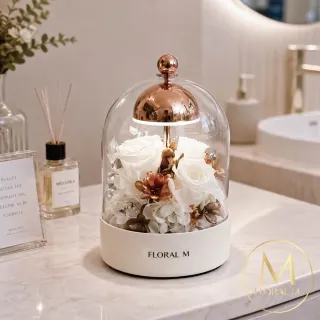 【Floral M】白金漢宮永生花盅夜燈(乾燥花/永生花/情人節花禮/生日禮物/開幕花禮/居家擺飾)