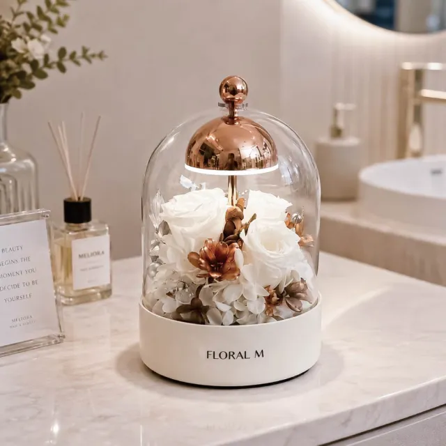 【Floral M】白金漢宮永生花盅夜燈(乾燥花/永生花/情人節花禮/生日禮物/開幕花禮/居家擺飾)
