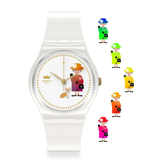 【SWATCH】HOW MAJESTIC 英國女皇紀念錶/變色日曆輪/瑞士製造 GZ711 (34mm)