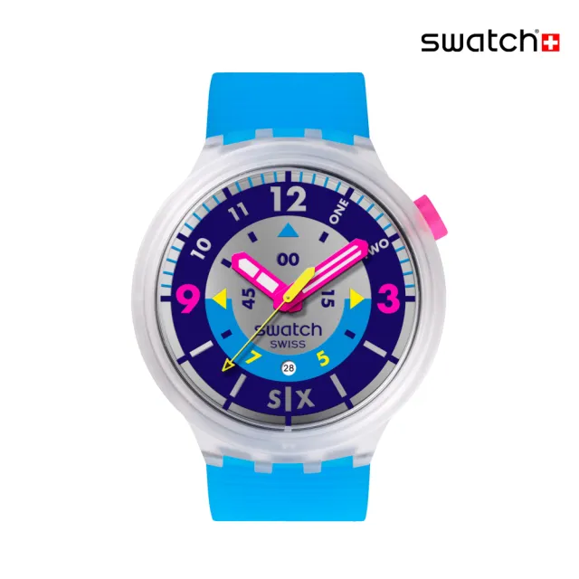 【SWATCH】NEON HIELO 大錶面手錶 男錶/女錶/瑞士製造 SB01K400(47mm)