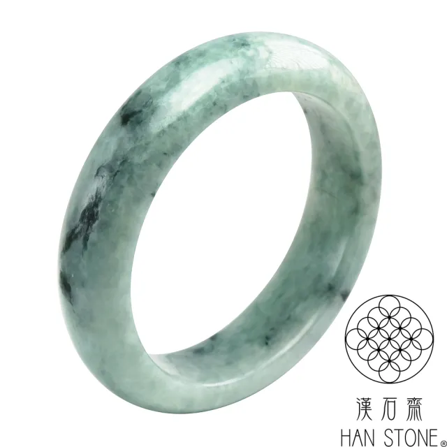 【漢石齋】天然翡翠A貨 手鐲玉鐲 飄花種 福 利 品(手圍17.3/ 版寬15.2mm)