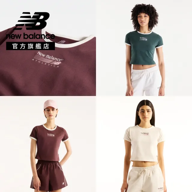 【NEW BALANCE】NB 短版短袖上衣_女性_米杏/藍/棗紅色_WT62O4MBNDG_WT62O4MBLIT(Winter著用款)