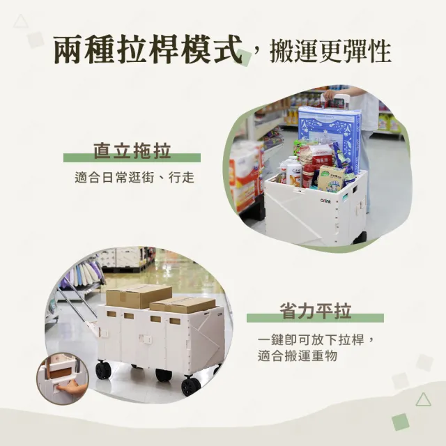 【Arlink】2入組 TL142 中輪定向雙格擴充式 露營推車 140L(折疊手推車/平板推車/買菜拖車/旅行推車)