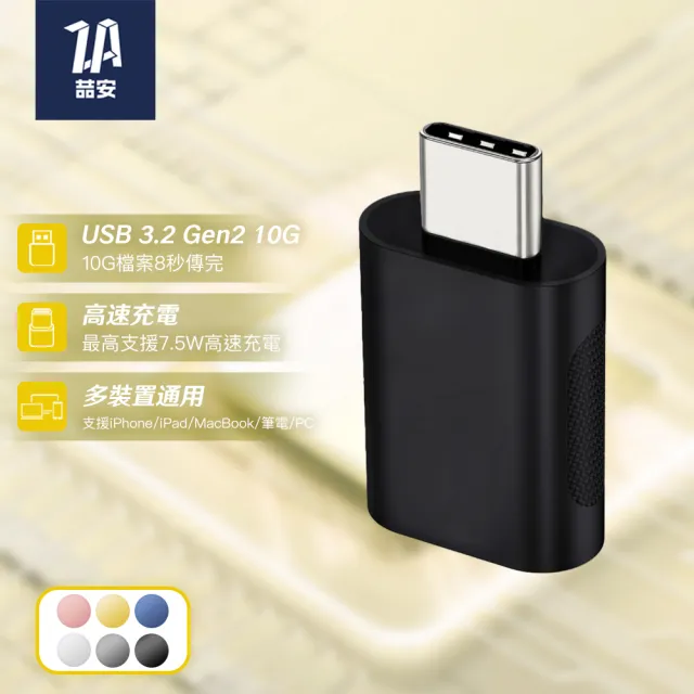 【ZA 喆安】USB3.2 Gen2 10G Type-C公 to A母OTG轉接頭 USB-A to Type-C轉接頭(適用iPhone18/17/筆電/手機)