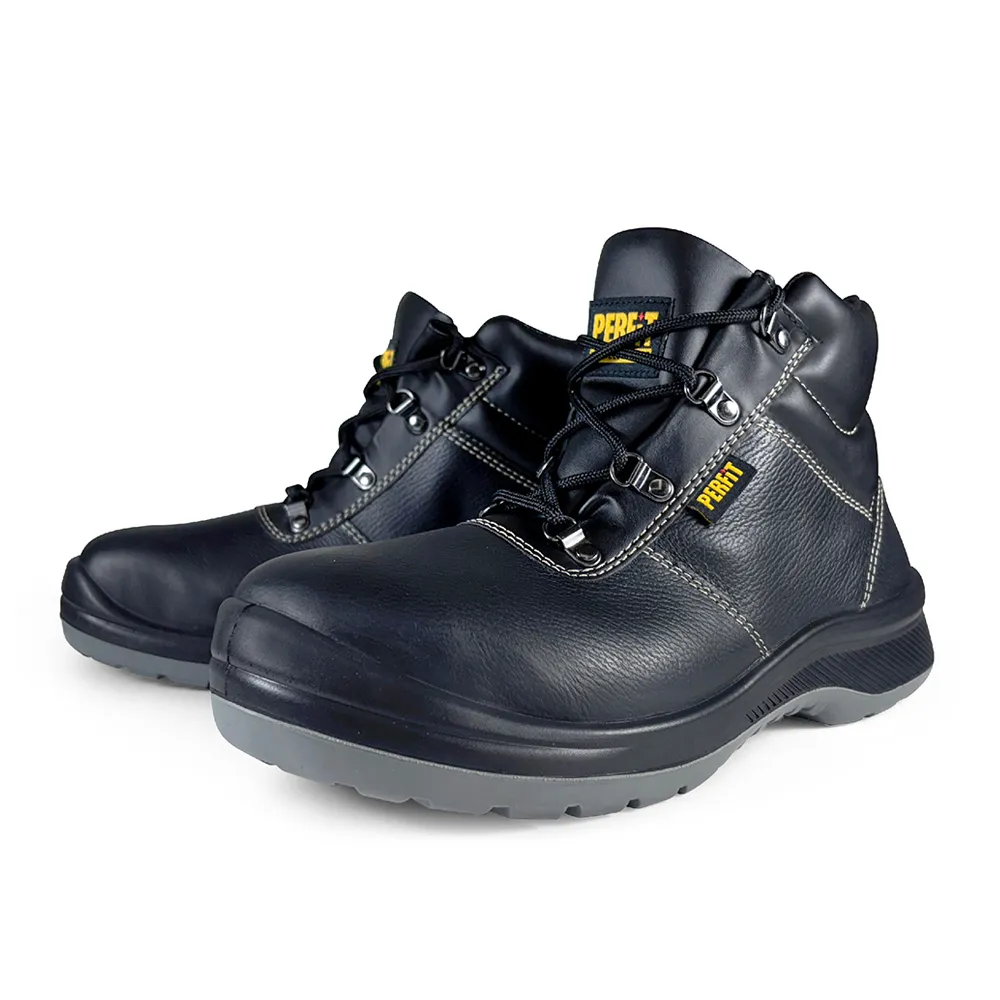 【PERFiT 護特】抗靜電 防入塵 牛皮防潑水 防穿刺  緩震安全鞋(PT014-BK/工作鞋/鋼頭鞋/CNS 20345認證)