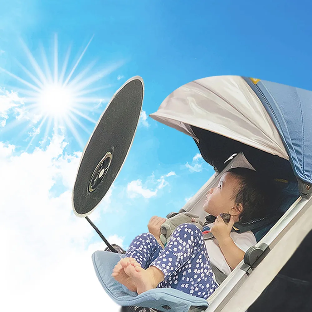 【BUGGYGEAR】二合一行動風扇 抗UV+涼風(風扇 遮陽 隨身風扇 推車汽座 露營野餐)