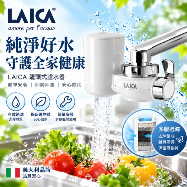 【LAICA 萊卡】濾菌龍頭式淨水器(內含1支濾芯)