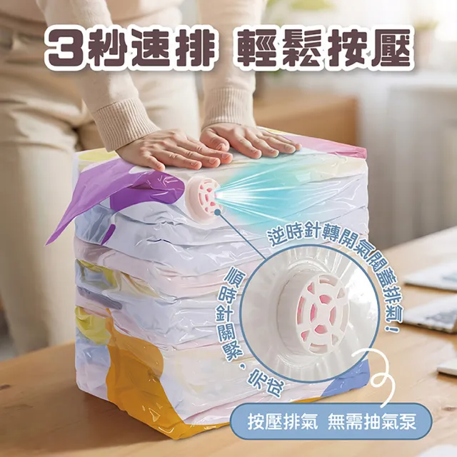 【Pure Sleep 純好眠】5件組免抽氣真空壓縮袋-2特大+3大(衣物收納 衣物壓縮 棉被收納 可重複使用 換季)