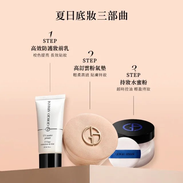【ARMANI 亞曼尼】官方直營 高訂持久氣墊組 (妝前乳/霧光氣墊 )