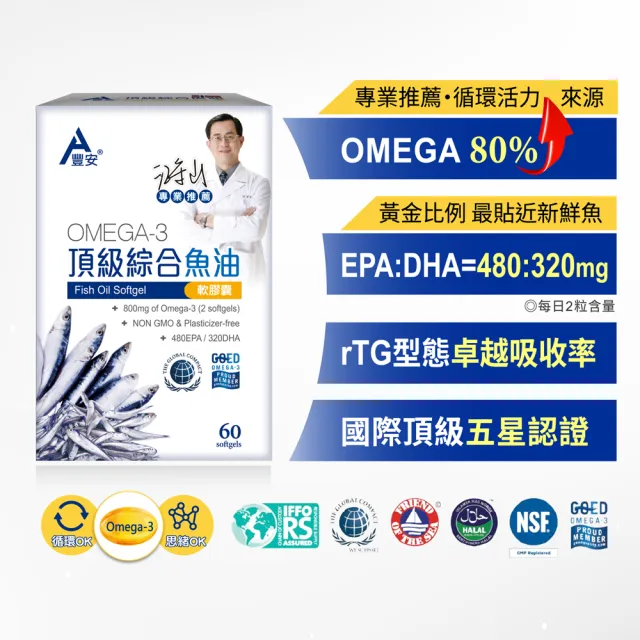 豐安頂級綜合魚油 軟膠囊 三盒組 60粒/盒