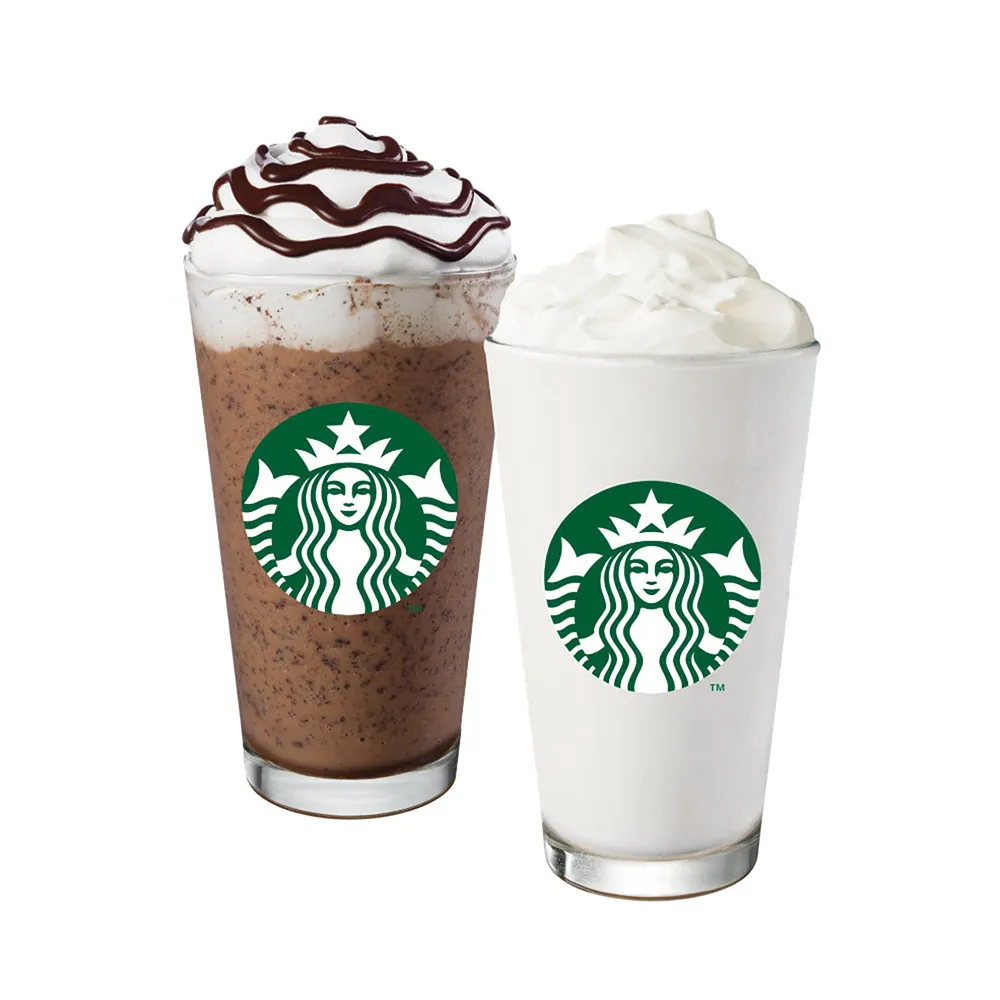 【STARBUCKS 星巴克】大杯香草風味星冰樂+大杯巧克力可可碎片星冰樂-E