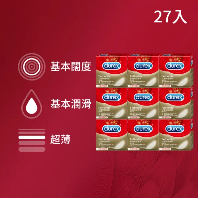 【Durex 杜蕾斯】超薄裝衛生套9盒(共27入 保險套/衛生套/安全套/避孕套/避孕)