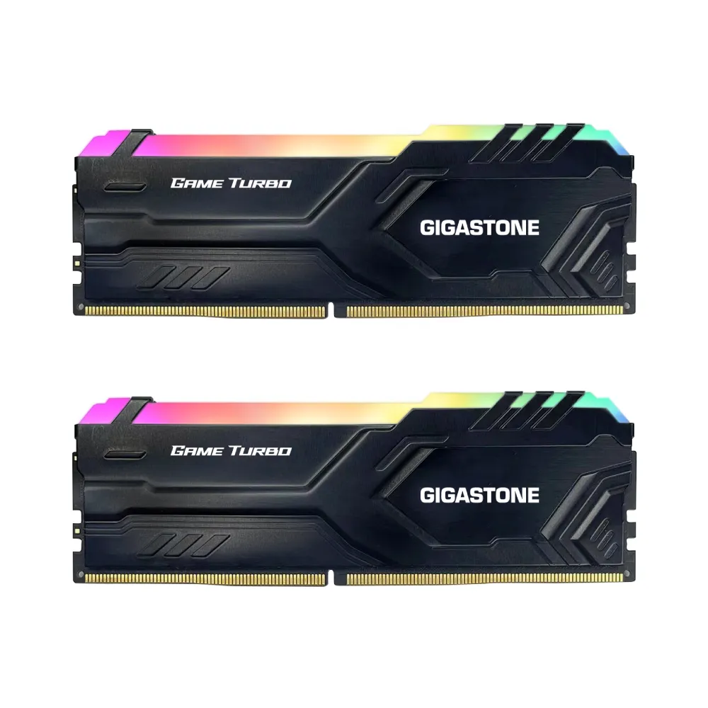 【Gigastone 立達國際】GAME TURBO DDR4 3200 32GB RGB 電競超頻 桌上型記憶體-黑(PC專用/16GBx2)