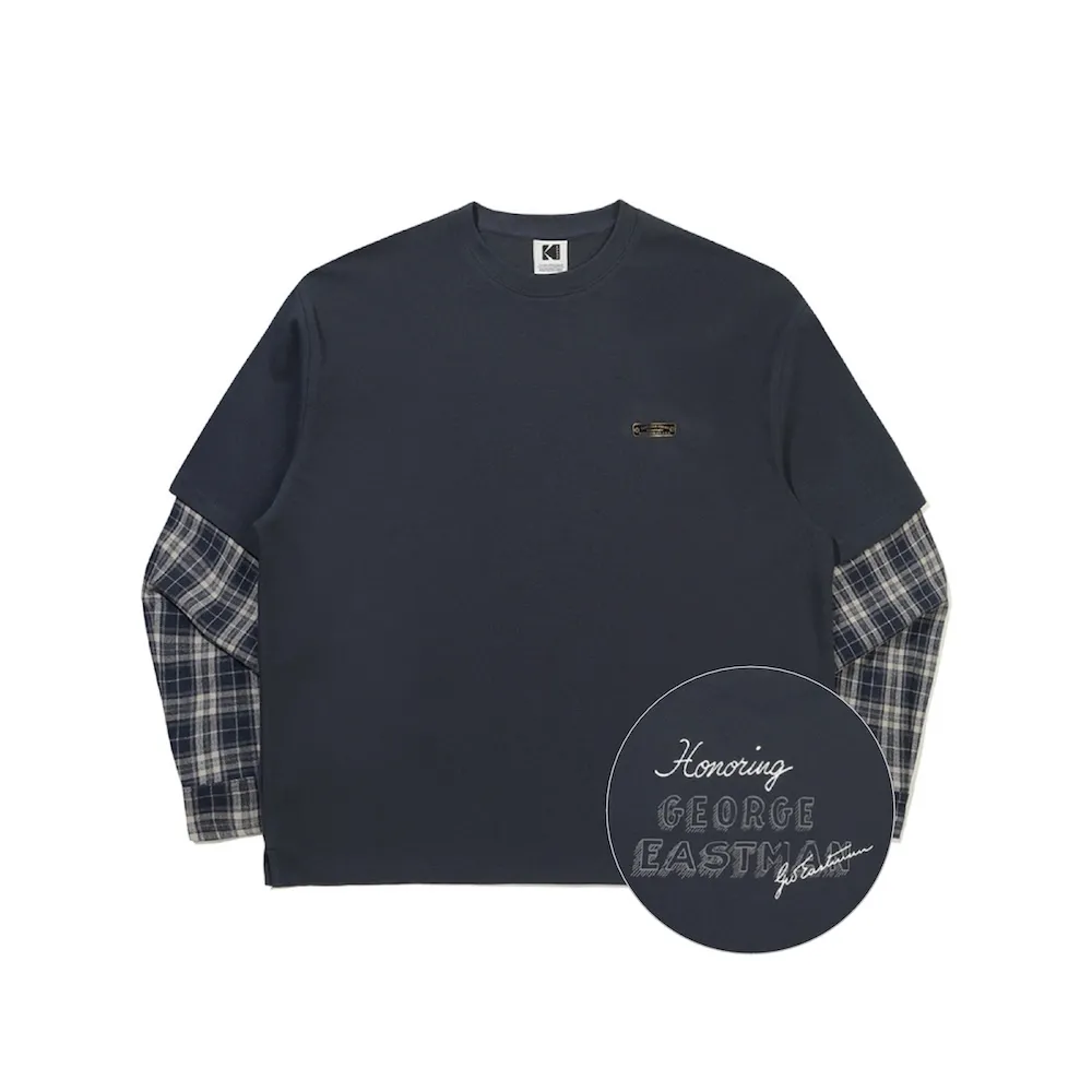 【KODAK Apparel】官方旗艦館 柯達 男女同款 長袖T恤 Heritage 多層次長袖T恤 NAVY 海軍藍 / KB609010NVY