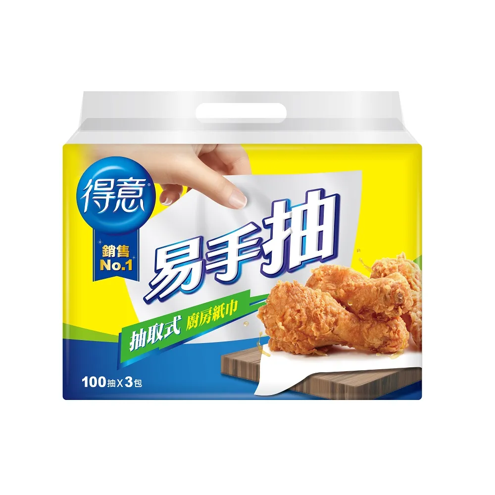 【得意】抽取式廚房紙巾_易手抽(100抽x24包)