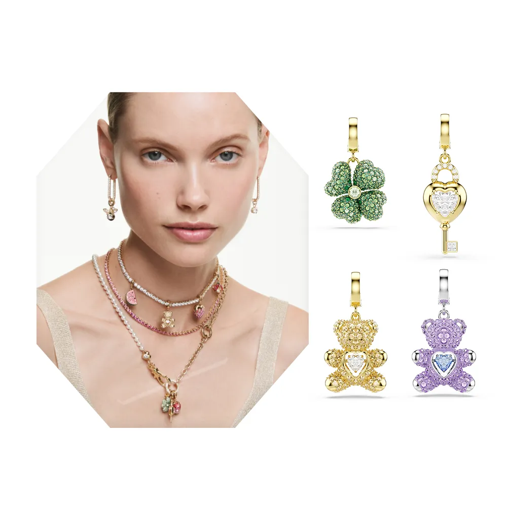 【SWAROVSKI 施華洛世奇】官方直營 Idyllia Charm 西瓜/泰迪熊/蜜蜂/愛心鑰匙/幸運草 掛件 吊墜 多款可選