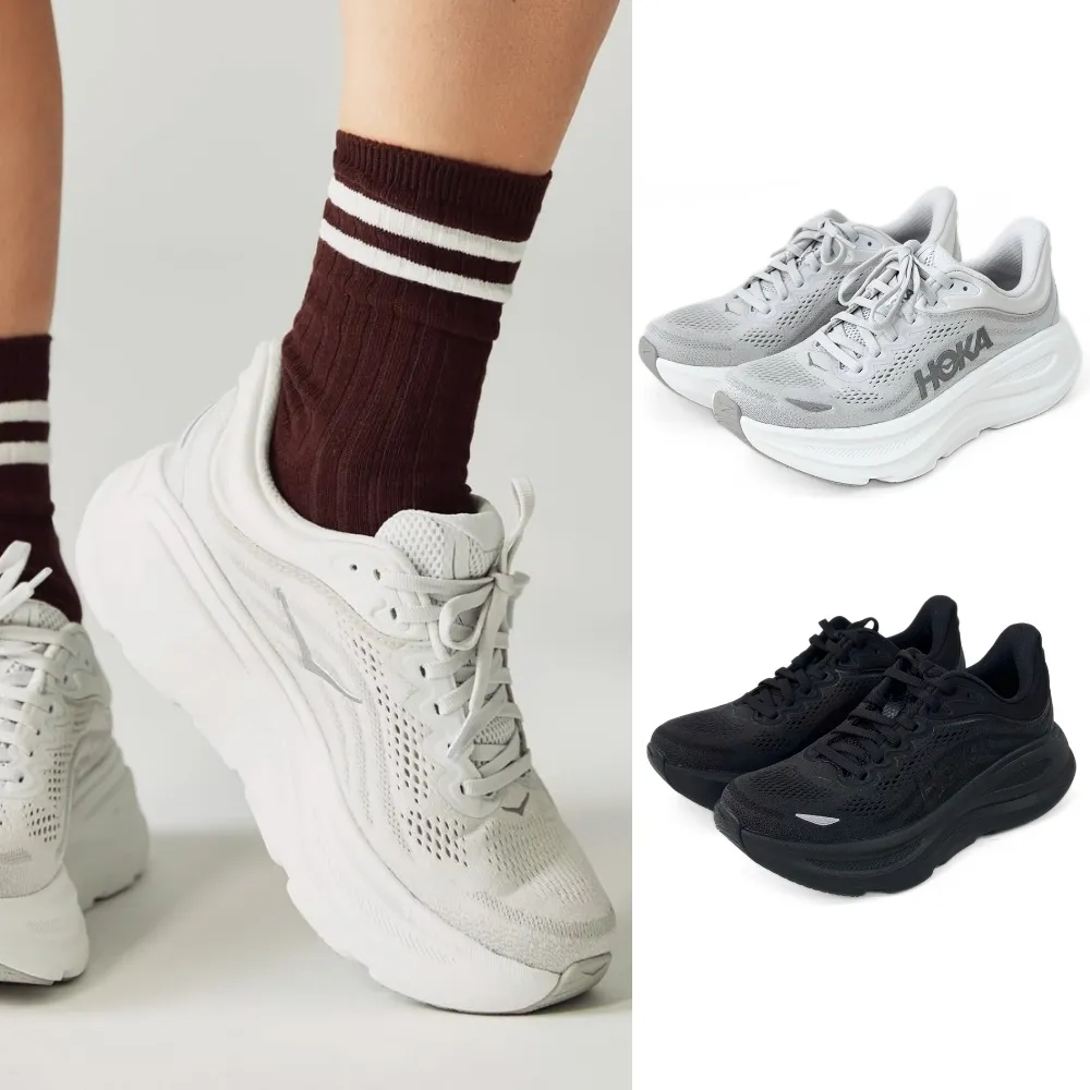 【HOKA ONE ONE】BONDI 9 寬楦厚底運動鞋 女 網布緩震回彈慢跑鞋 潮流舒適休閒馬拉松路跑鞋 1162012