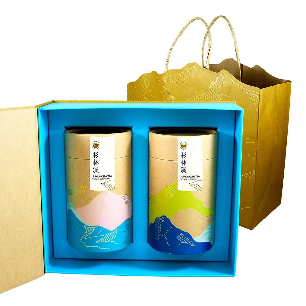 【龍源茶品】茶山漫遊杉林溪高山茶葉禮盒2罐組(150g/罐-共300g;附提袋;烏龍茶葉;頂級禮盒;中秋送禮推薦)