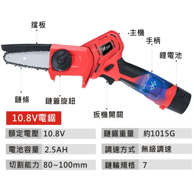 【立豐科技】藍芽電動鏈鋸｜職業型電動鏈鋸｜技能款電鋸｜修枝鏈鋸｜休閒款(切割直徑10公分)