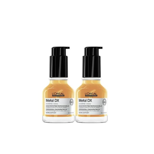 【L’OREAL 巴黎萊雅PRO】絲漾博吸金喚彩抗躁護髮油50ml二入組(抗躁小金安瓶/瞬順系列/護髮/髮油/濕髮用)
