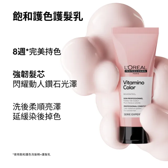【L’OREAL 巴黎萊雅PRO】絲漾博飽和護色洗潤組(洗髮精500ml+護髮乳200ml/染後持色/護色/光澤)