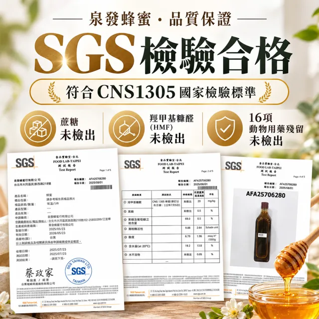 【CHYUANFA 泉發蜂蜜】森林百花蜂蜜820g 野蜂蜜 生蜜 泉發百年招牌A.A.100%無添加認證 自然熟成 雙11推薦
