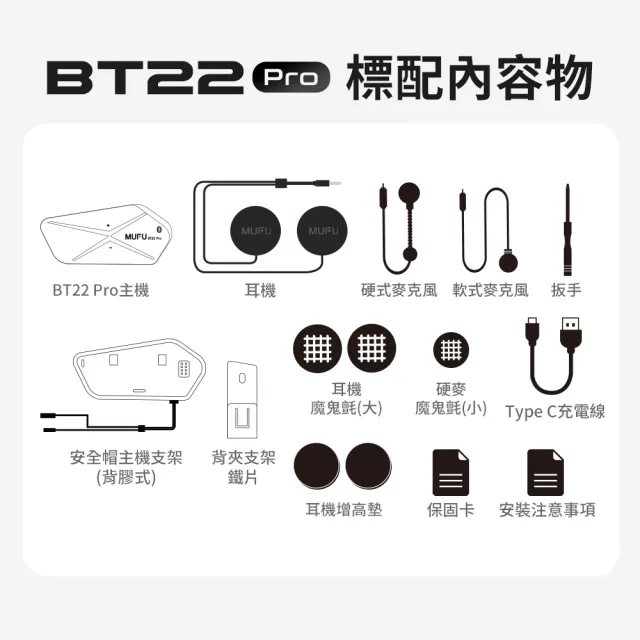 【MUFU】BT22 Pro 磁吸快拆 安全帽藍牙耳機 機車藍芽耳機（40H續航／雙機對講／前後座通話／CVC降噪）
