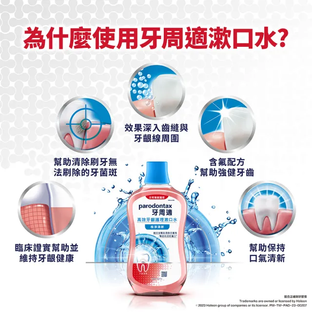 【Parodontax 牙周適】高效牙齦護理漱口水 500mlX8入(極淨清新/溫和薄荷)