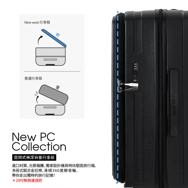 【NINE WEST】買一送一。下單送20吋箱│一代經典/二代可換輪 24吋前開行李箱 可加大旅行箱(多款)